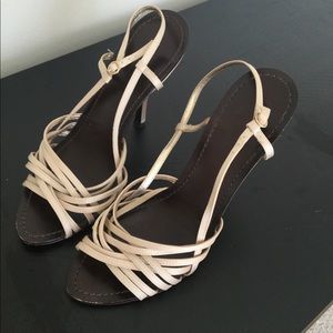 BCBG champagne satin heels